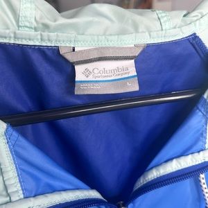 Blue and green Columbia rain jacket